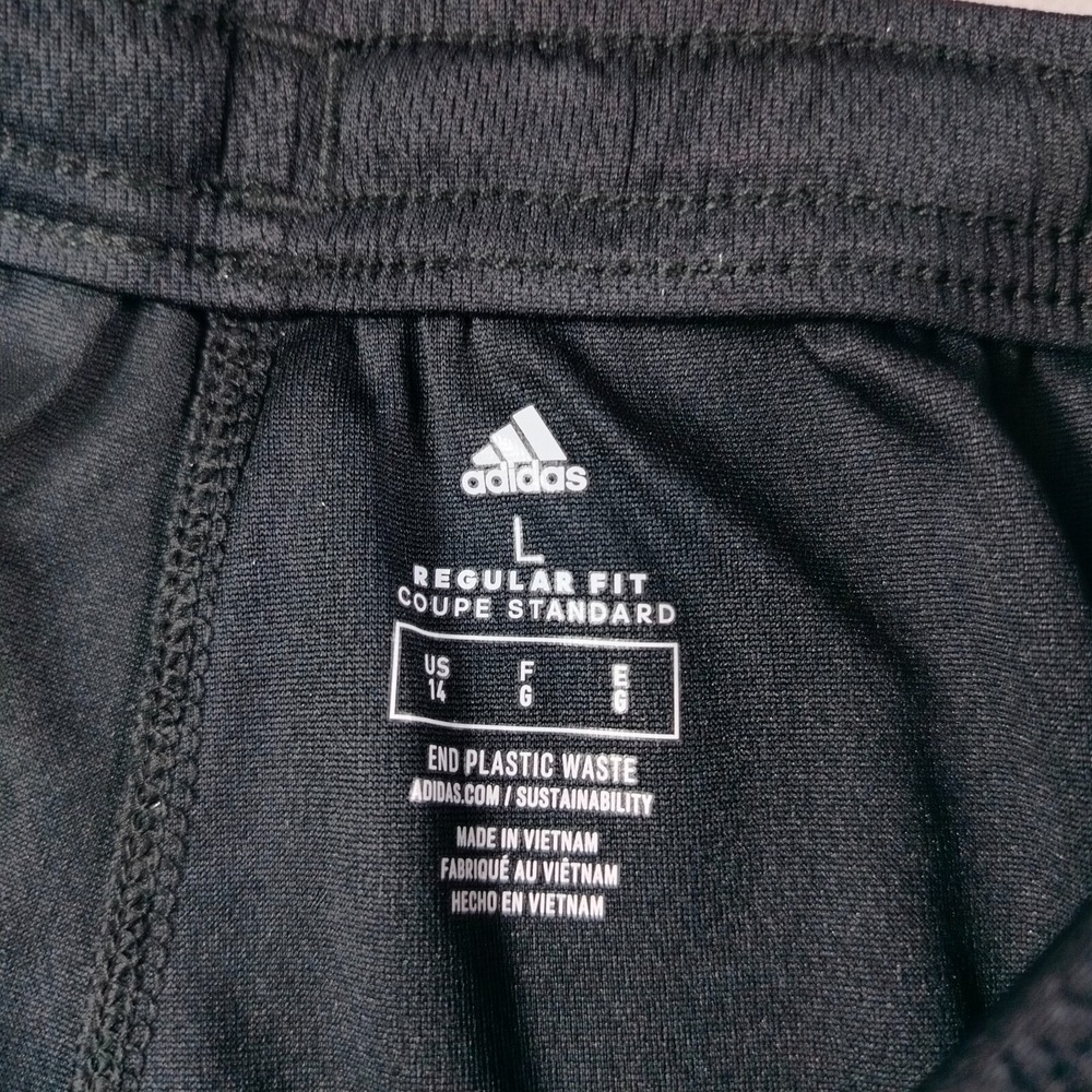 Adidas Shorts Girls L (14) Black Elastic Waist Striped Side Running Gym Athletic - Picture 3 of 8
